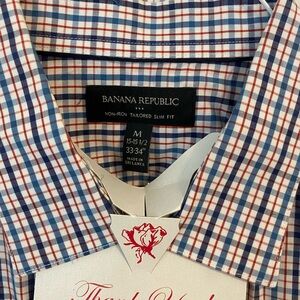 Banana Republic Blue and White Plaid Shirt